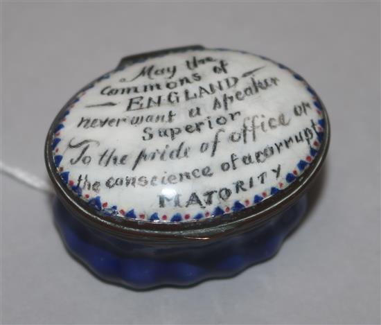 An 18th century enamel patch box